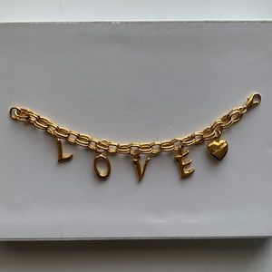 LOVE Hanging Letters Gold Link Charm Bracelet